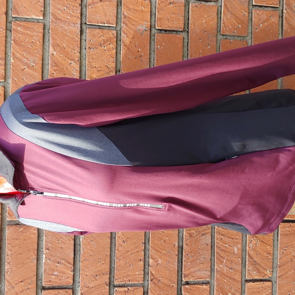Victoria's Secret PINK Zip Track Jacket in Red, Black, Gray, Size Large - Picture 7 of 12